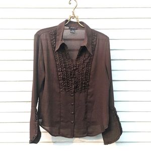 Chocolate brown chiffon blouse